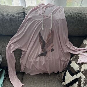 American Eagel Outfitters Soft & Sexy Pink Hooded Shirt with Strings